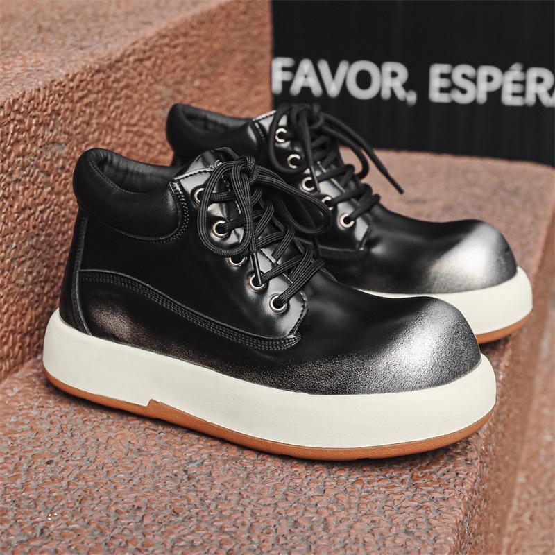 Мужские модные ботинки на платформе большого размера, туфли-балетки из натуральной кожи, панк-рок, платье, ковбойские ботильоны, с большой головкой, пустынные ботинки для мужчин