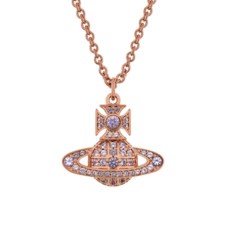 Vivienne Westwood Brand Logo Original Design Brass Necklace Women necklace Rose-Gold 630203BH-02G111