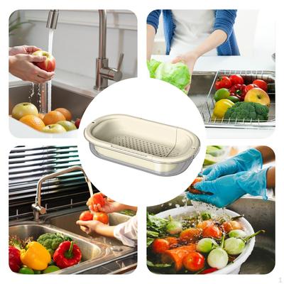 Набор мисок-дуршлагов над раковиной, выдвижная корзина-дуршлаг для слива, съемная для смешивания