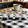 Мультяшная фигурка шеф-повара, расписанная вручную, держащая тарелку с фруктами, торт, лапшу, ложку, статуэтка шеф-повара, скульптура, украшение для дома, кухни, столовой