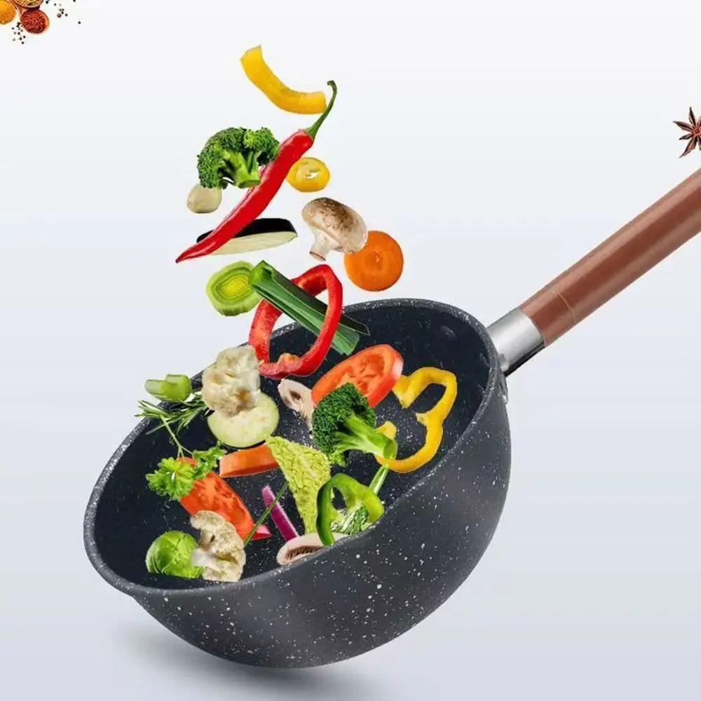 Молочник с деревянной ручкой, антипригарная кастрюля для супа, прочная сковорода, для детского питания