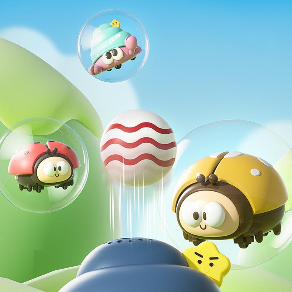 Божья коровка/рак-отшельник, милая игрушка-надуватель с 2 мячами, забавная игрушка для ползания, сенсорные игрушки, игровая машина для надувания мячей, подарок на день рождения