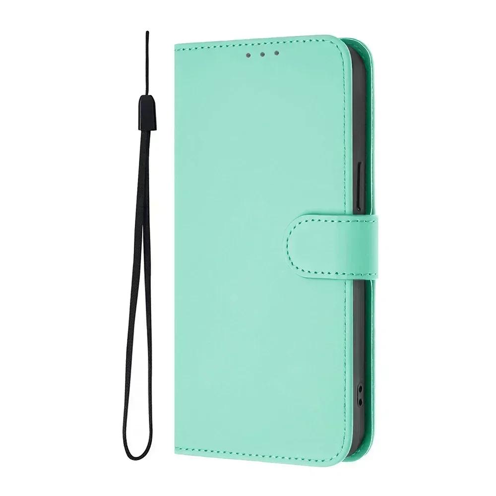Solid Color Wallet Case for Tecno Pova 6 5 Neo 3 Spark 10 9 Pro 10C 9T 8C Shockproof Kickstand Card Slot Strap Phone Cover