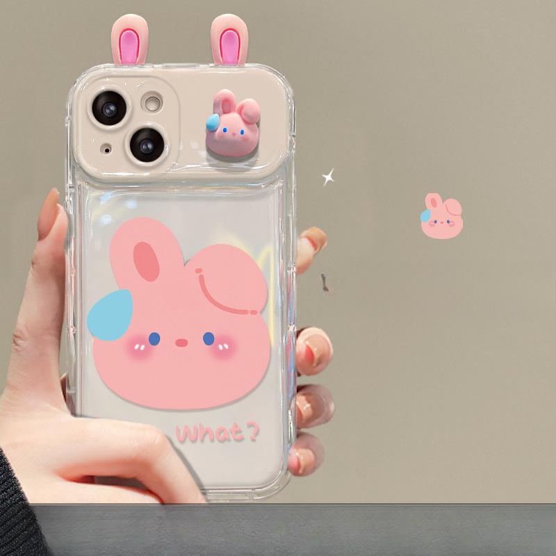 Applicable To Apple 15promax Mobile Phone Case IPhone 14/13 Rabbit Doll Pendant Xr/xs Flip Mirror 12