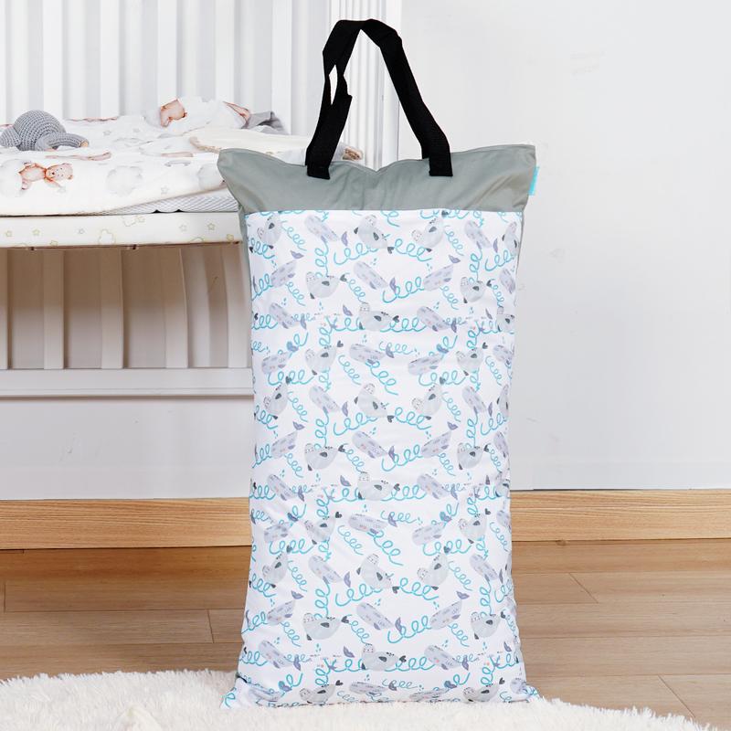 Happyflute Reusable Hanging Wet Dry Cloth Diaper Bag With Double Zippered Pockets 40*70cm