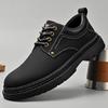 Новые кожаные мужские повседневные кожаные туфли на толстой подошве с большой головой, рабочие туфли, мужские низкие