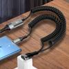 2-в-1 90-градусный изогнутый USB-кабель для быстрой зарядки 66 Вт Type C Спиральный выдвижной кабель для ноутбука Автомобильные зарядные аксессуары