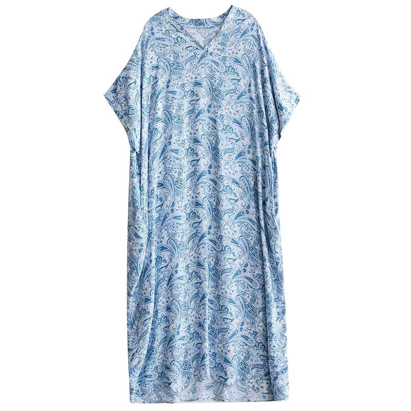 Тонкое платье с V-образным вырезом, большого размера, свободного кроя, в литературном стиле для отпуска, пляжная юбка