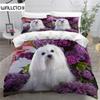 Cute Maltese Dog Duvet Cover Set Pet Dogs Theme Bedding Set Microfiber Kawaii Animal Comforter Cover Twin King For Kids Teens