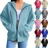 Women's Zip Hoodie Long Sleeve Oversized Sweatshirt Fleece Jacket Pocket Sweatshirt Jacket