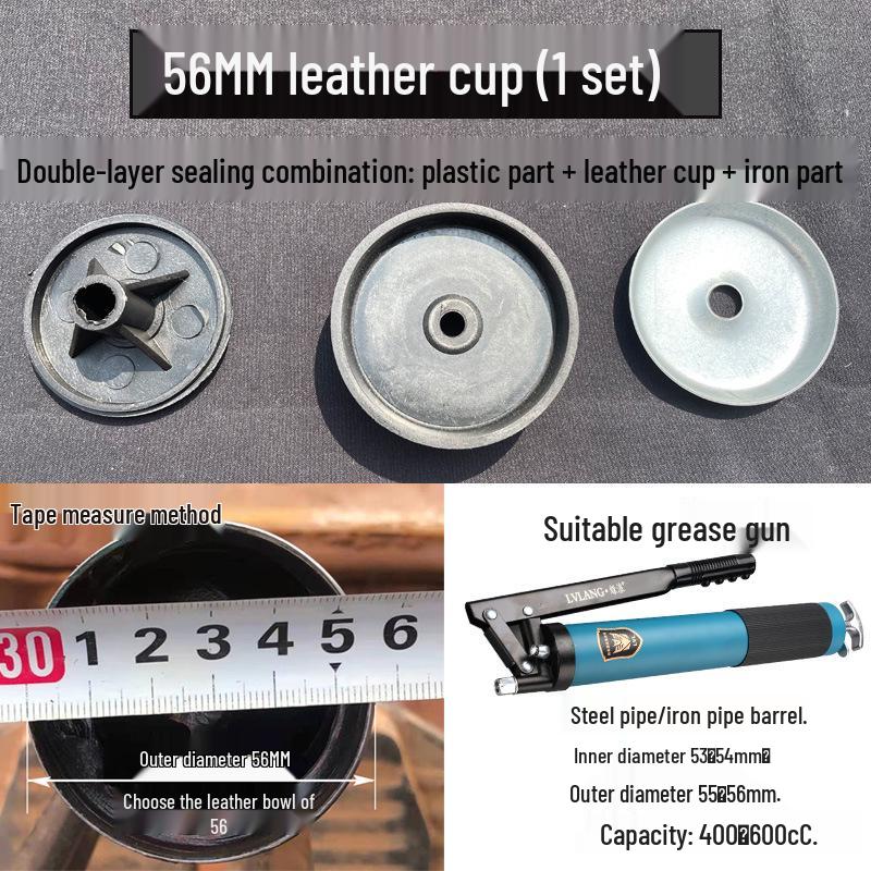 Универсальный набор запасных частей для шприца для смазки: Кожаная манжета, Сальник, Резиновое кольцо, Железный лист, Пластиковые детали