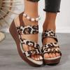 Модные женские сандалии с леопардовым принтом на толстой подошве с открытым носком на толстой подошве летние сандалии женские 2024 новые нескользящие сандалии для отдыха на открытом воздухе Zapatos