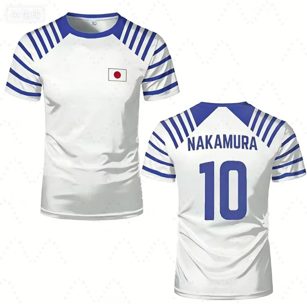 2026 Новая футболка Captain Tsubasa для мужчин и женщин с принтом японского флага, летняя, с коротким рукавом, повседневная, спортивная, детская, для велоспорта