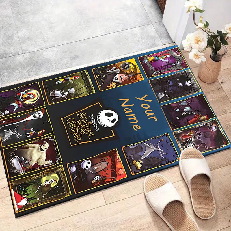 Custom Jack Mat Personalized Name, Polyester Washable Indoor Entryway Rug, Gift for Christmas, Easter, Thanksgiving Day