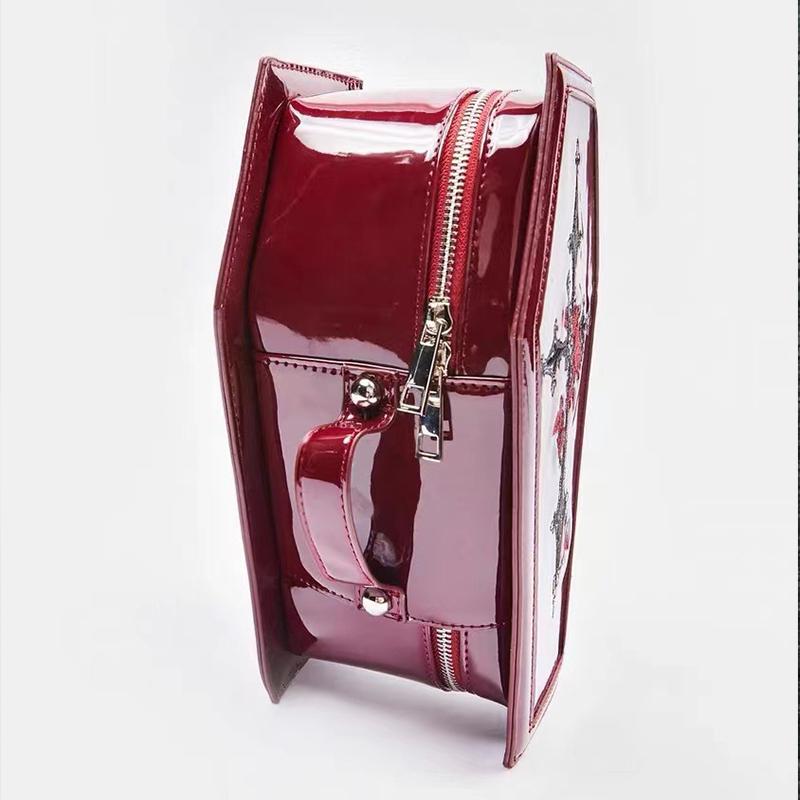 Готические кошельки и сумки в стиле Харадзюку для женщин, винтажная сумка через плечо с вышитым крестом и розой, в форме панк-конфина