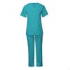 Women Scrub Uniform Set Elastic Waist Top and Pants for Beauty Salon Cosmetology