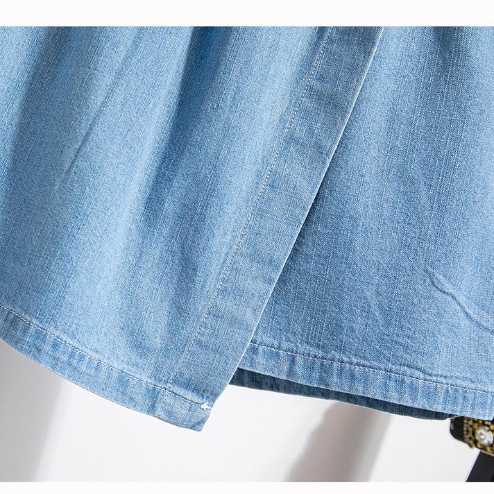 Женская летняя юбка-бюстье из денима с высокой талией, юбка с асимметричными складками и запахом