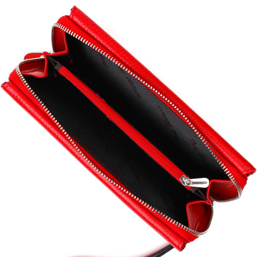 Яркий женский клатч с двумя блоками для кредитных карт из натуральной кожи Tony Bellucci Wallet 21985 Красный