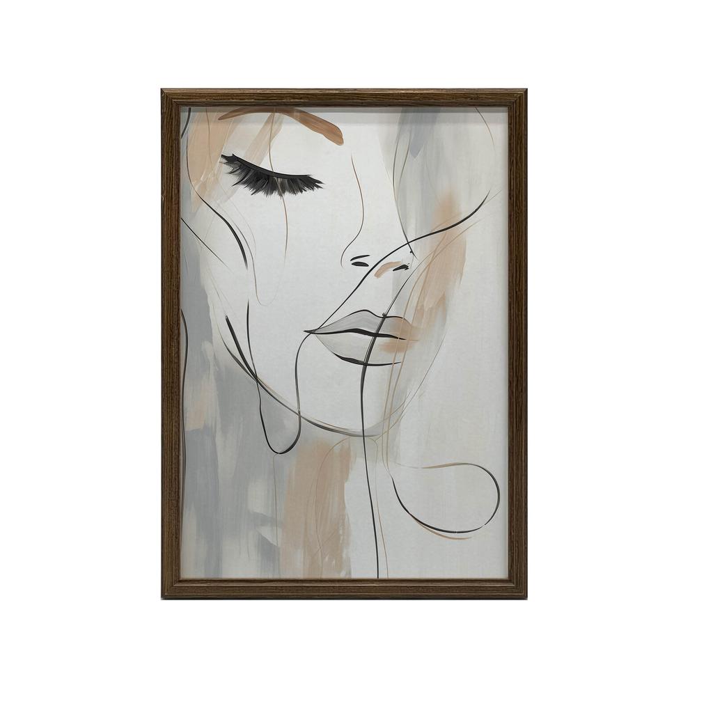Elegance In Brushstrokes Elegance In Brushstrokes, 70X100 Cm, Dark Brown Wooden Frame, 230 Gsm Matte Paper