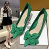 Fashion Pointy Bow Heel Shoes Women 2024 Spring/summer New Simple Temperament Fashion Thin Heel Shoes Women