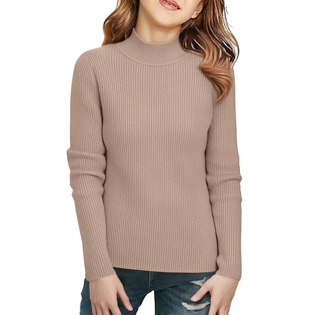 Детская модная повседневная футболка с полувысоким воротником, базовая, с длинным рукавом