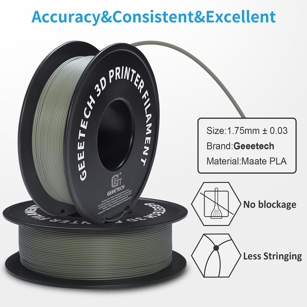 Geeetech 5kg Matte Filament PLA 1.75mm, 3D Printer Material Polylactic Acid, Frosted Texture, Vacuum Packaging