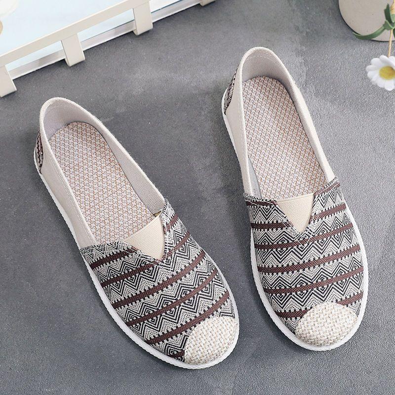 Универсальная парусиновая женская обувь 2024 года, новые туфли из ткани с плоской подошвой, мягкая подошва, легкие повседневные дышащие туфли для рыбалки, теннис