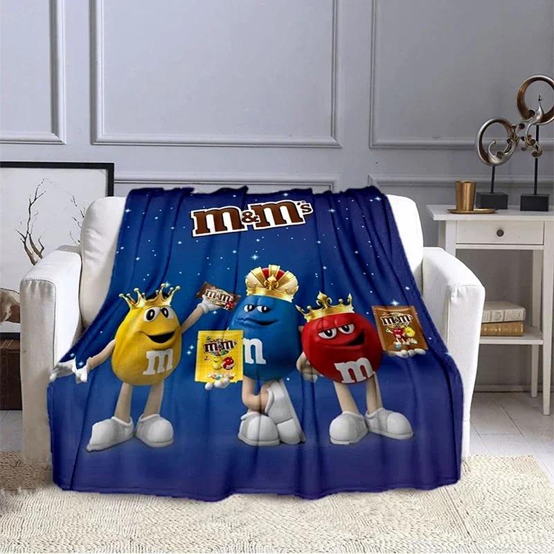 Плюшевое одеяло M&M Bean Chocolate с мультяшным принтом, модное, теплое, для походов, для дома, дивана, постельного белья, детское одеяло в подарок