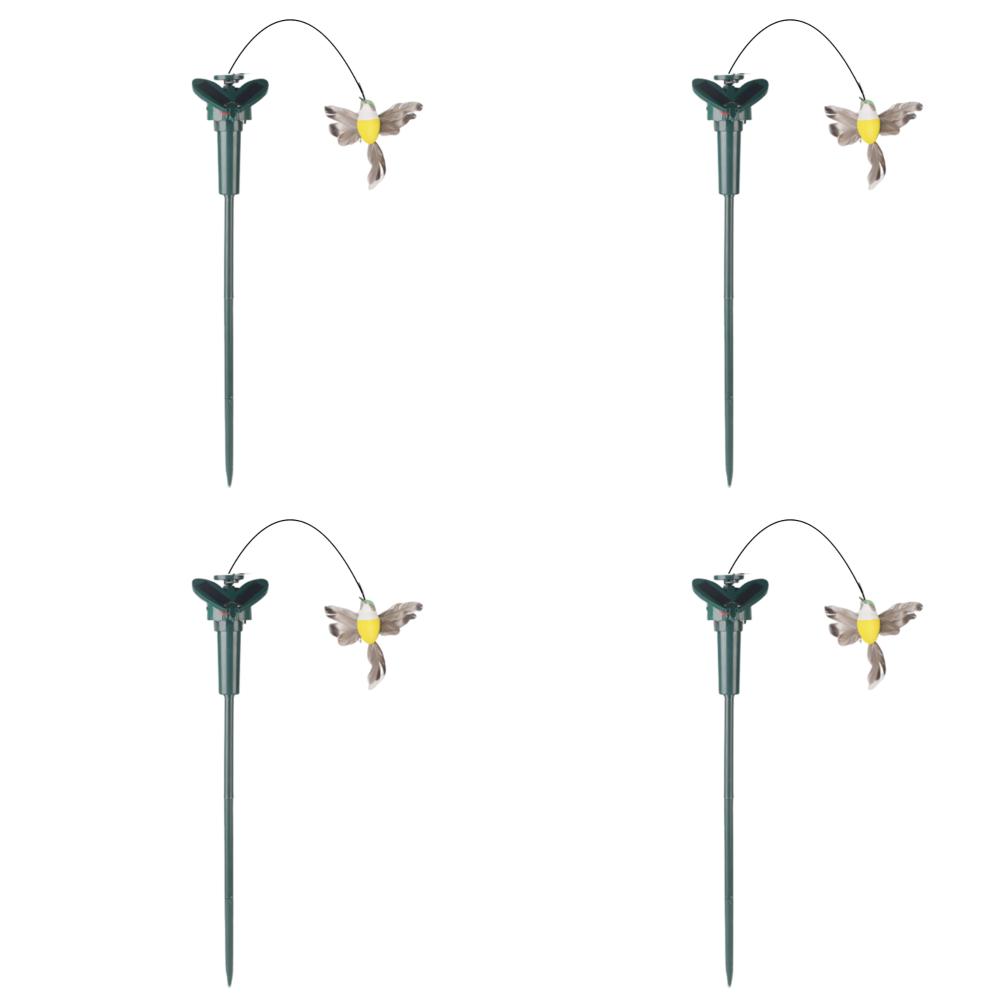 5-1PC Solar Powered Flying Wobble Solar Garden Dancing Ornament Cute Animal Butterfly Bird Garden Stake Outside Ornament Decor