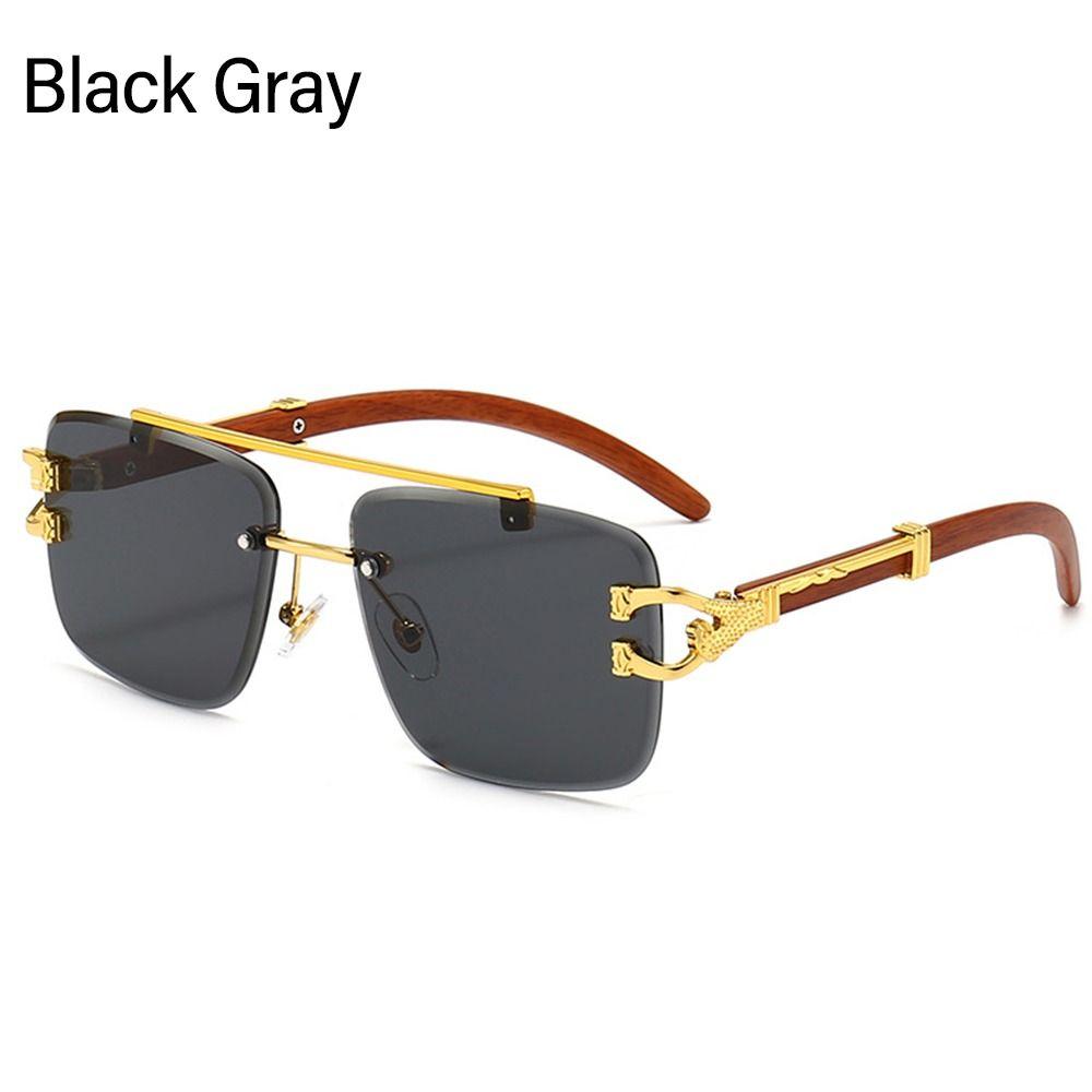 Винтажные солнцезащитные очки без оправы квадратной формы для мужчин и женщин с защитой от УФ-лучей, солнцезащитные очки с головой гепарда, очки