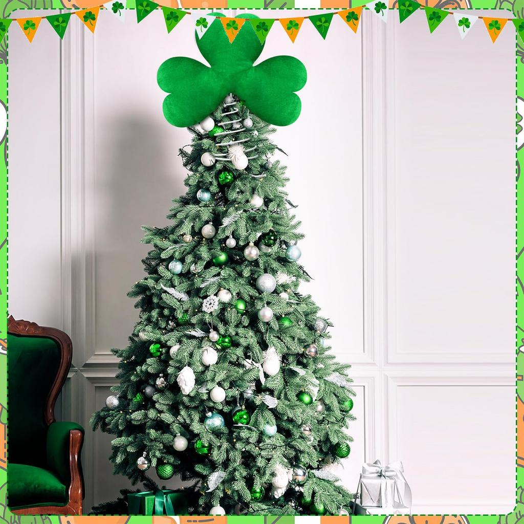 St. Patrick's Day Tree Top Decoration Green Plush Metal Decoration Tree Top Festival Decoration