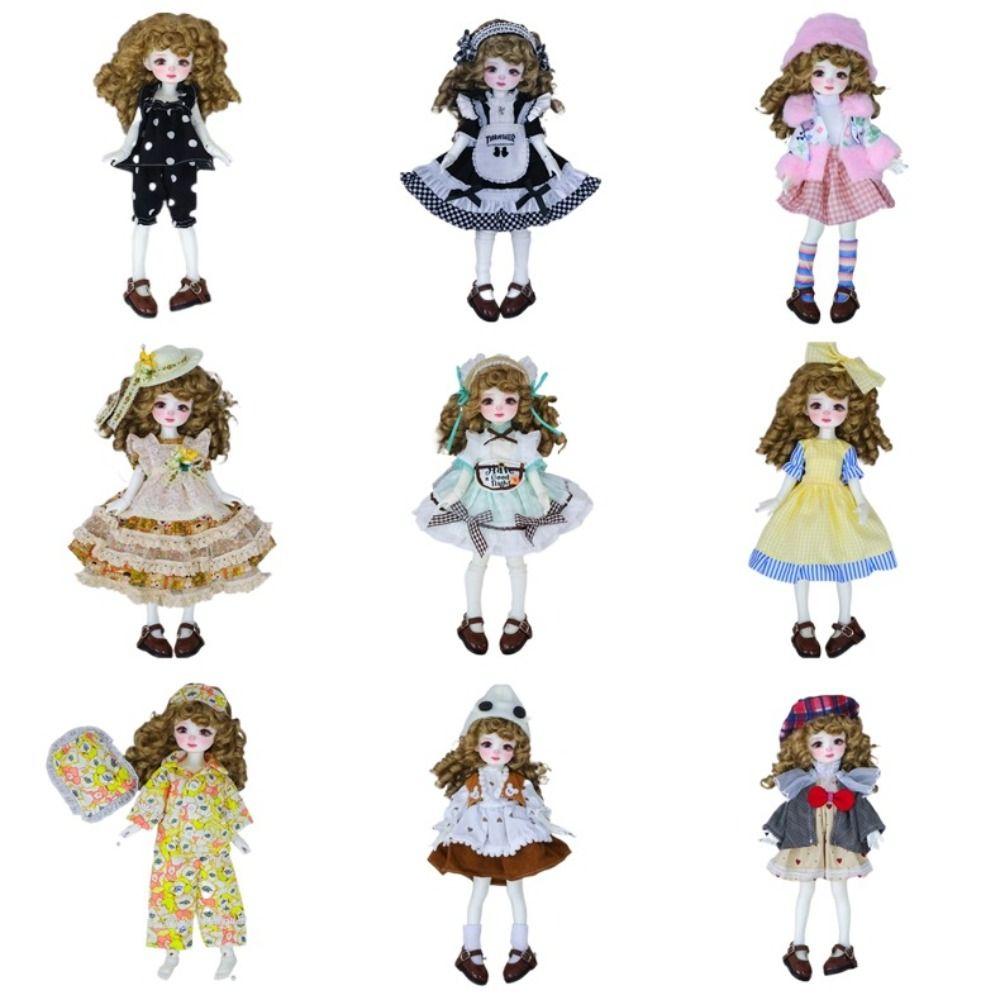 Retro 30cm Doll Clothes Cute Dress Pajamas Trendy Girl Toy Gift (Only Sell clothes)