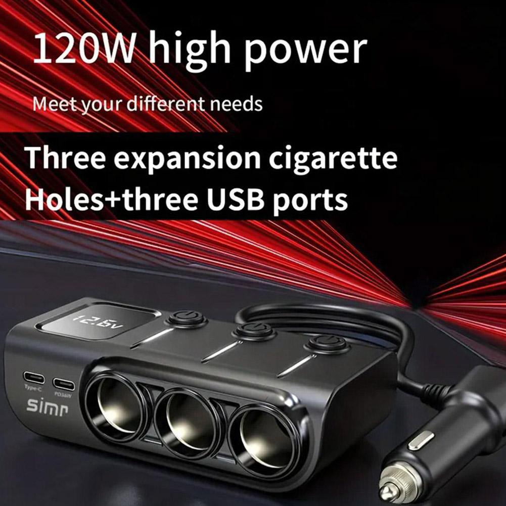 120 Вт 3 в 1 три USB гнезда автомобильного прикуривателя адаптер 12 В 24 В разветвитель светодиодный адаптер для IPhone GPS Dashcam