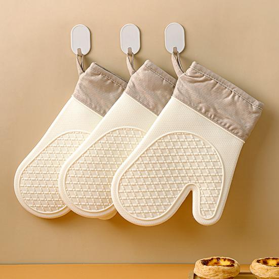 1Pc/2Pcs Silicone Gloves Thick Oven Insulation Heat Resistant Anti-Scalding Quilted Design Anti-scald Gloves