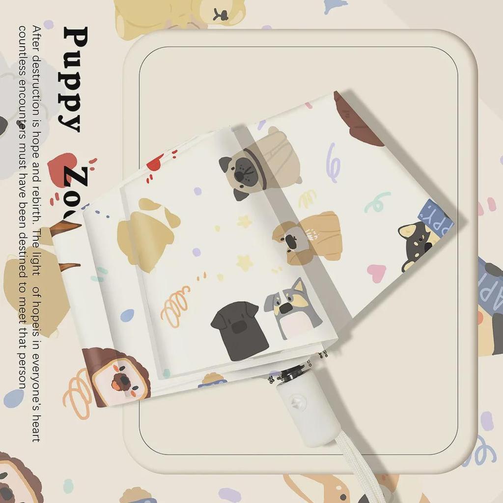 Милый щенок, автоматический женский зонт двойного назначения от солнца и дождя - защита от ультрафиолета, легкий и портативный