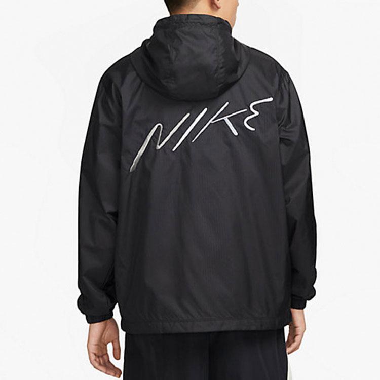 Nike Alphabet Logo Print Loose Long Sleeve Hooded Jacket Men Outerwear Black FB7805-010