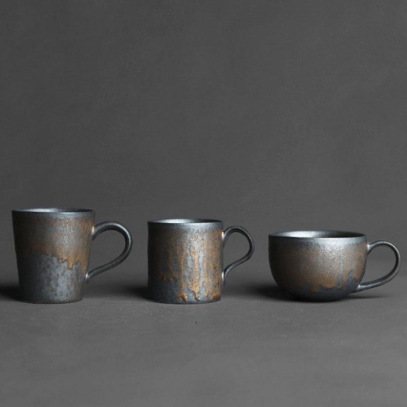 Японская обожженная в печи чашка для чая с черненой золотой ручкой ручной работы в стиле ретро из керамики чашка для кофе с молоком и чая