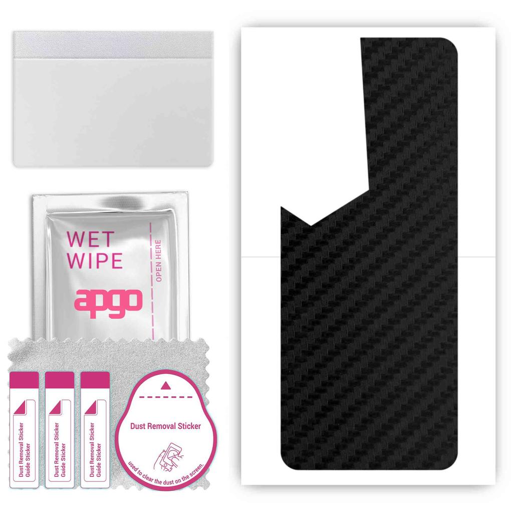 apgo Protective Skin Sticker for the Back Compatible with Tecno Pova 4, Wrap Film, Foil, Vinyl - Pattern Carbon Black