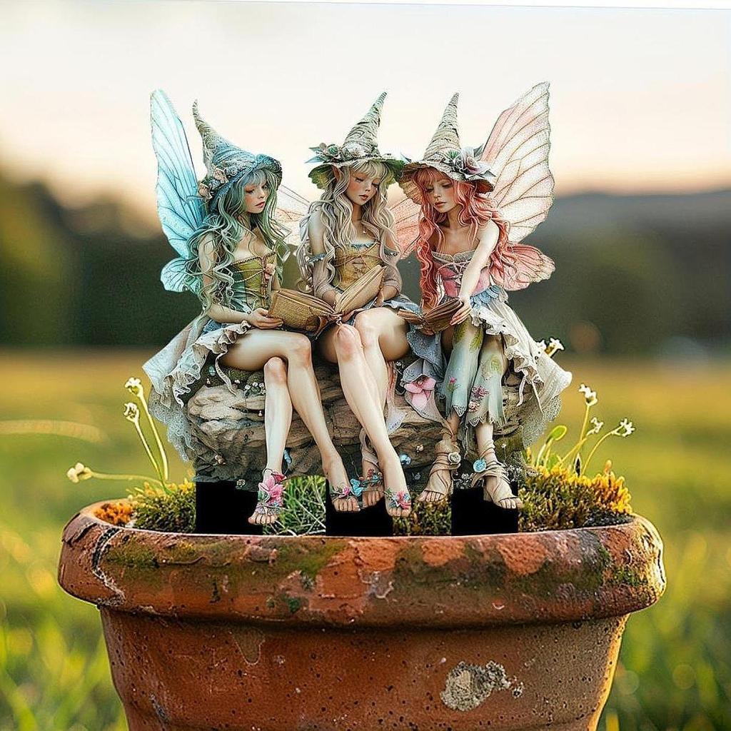 Butterfly Fairies Garden Stake 2D Acrylic Sign Micro Landscape Yard Art Decor Planter Decoration for