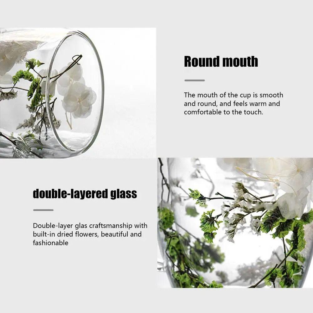 С ручкой прозрачные стеклянные чашки двухслойная двухстенная кофейная кружка уникальная кружка с сухоцветами посуда для напитков