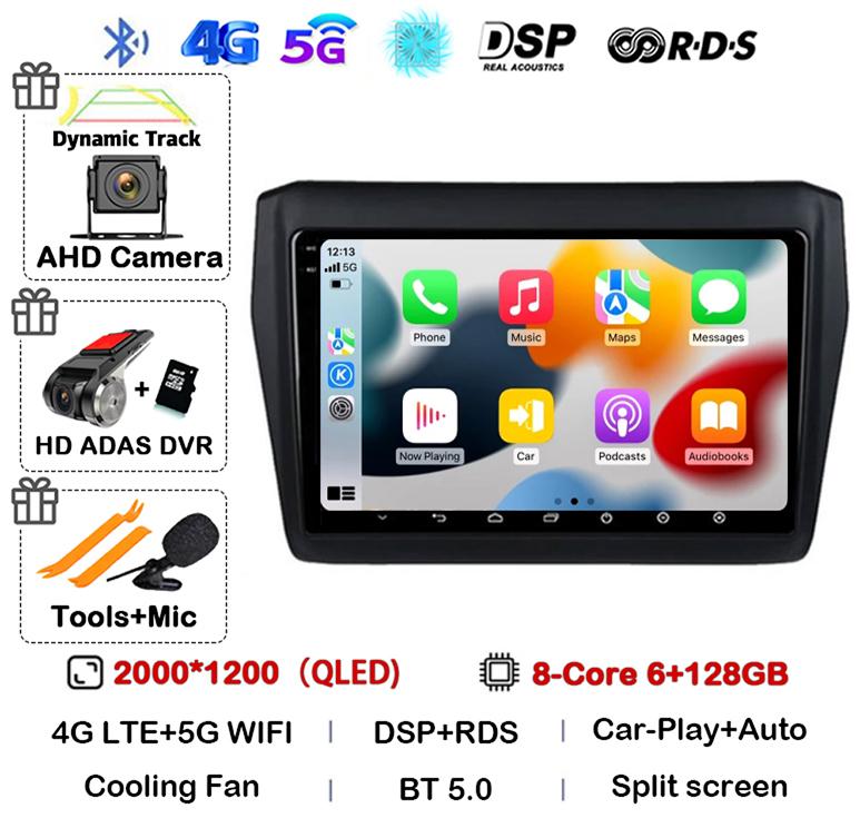 Android 14 Wireless Carplay&Auto Car Radio For Suzuki Swift 2017 2018 2019 Stereo Multimedia Navigation GPS Video Player 4G+WIFI
