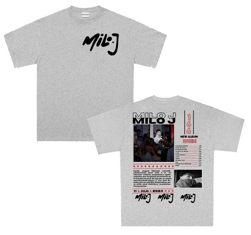 Rapper Milo J 166 Tour 2025 album T Shirts Unisex Retro High Quality Short Sleeve Tshirts Oversized 100 Cotton TShirt Streetwear