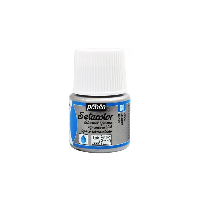 Peinture tissu - Pébéo - Setacolor opaque moire argent - 45 ml - Couleur moiré - Pour tous tissus