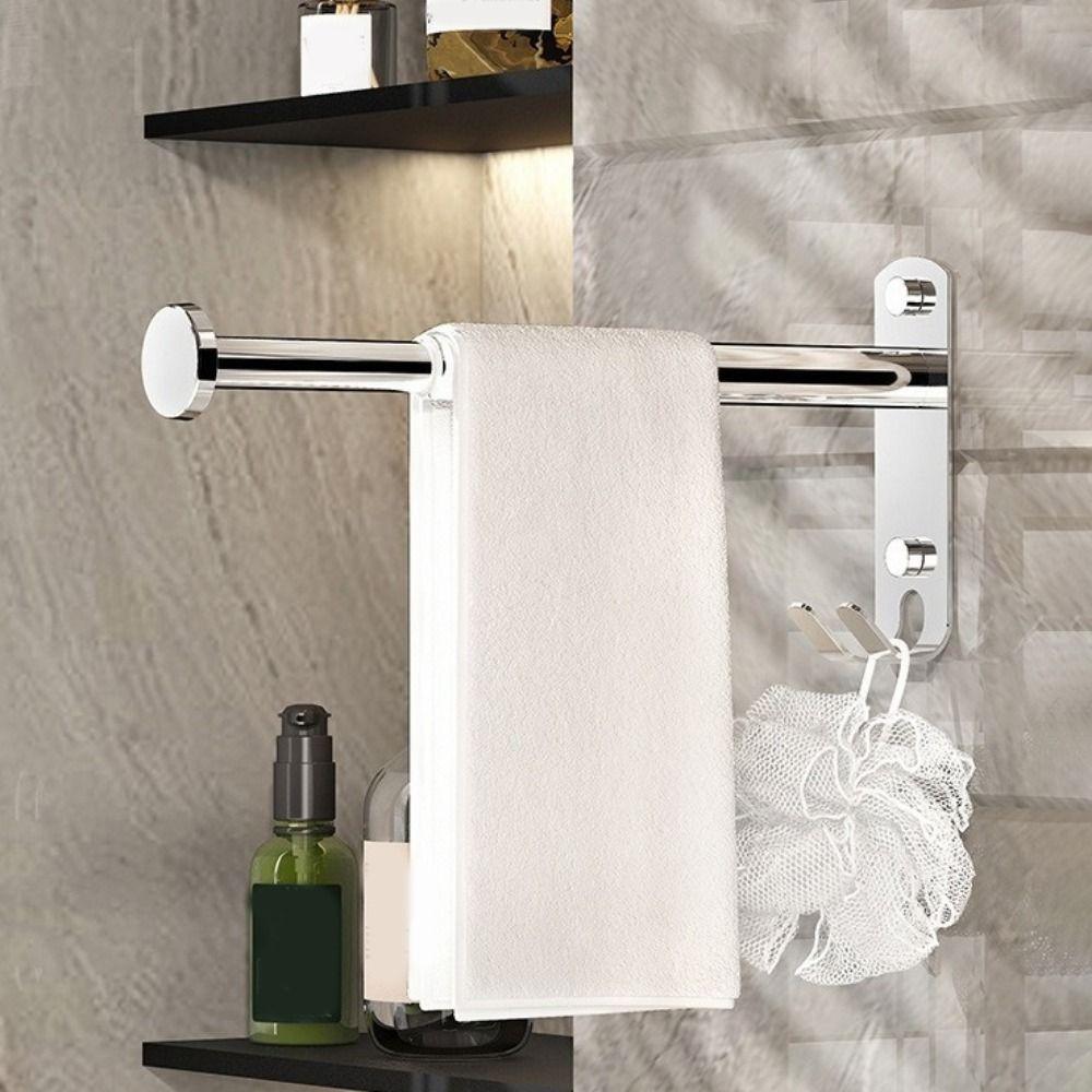 2Pcs Punch-free Clothes Drying Hanger Wall-mounted Scalable Storage Racks  Bathroom