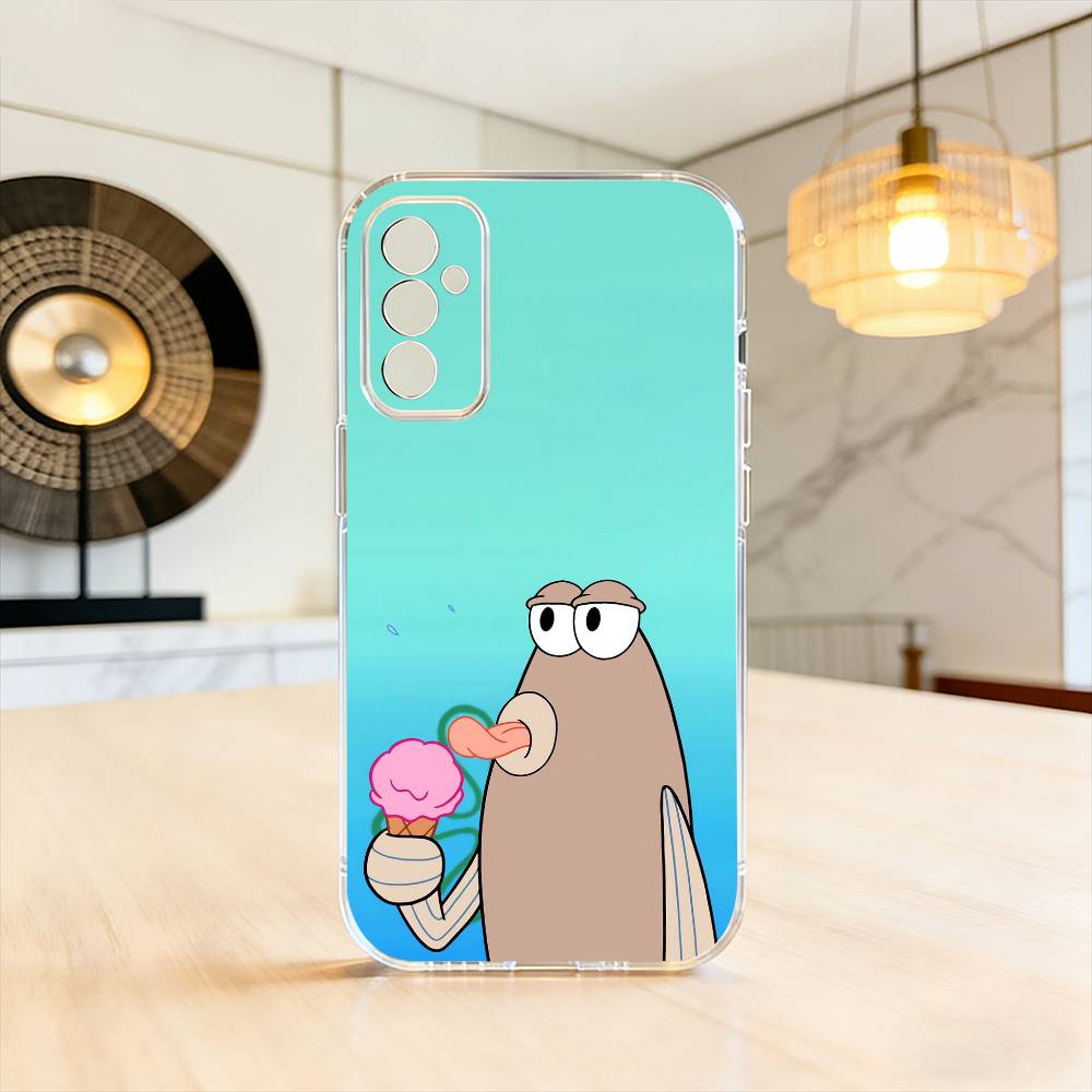 Tired Deadpan Fish Phone Case Transparent Silicone Soft For SamsungA10,12,20,21S,30,31,40,50,51,52,70,71