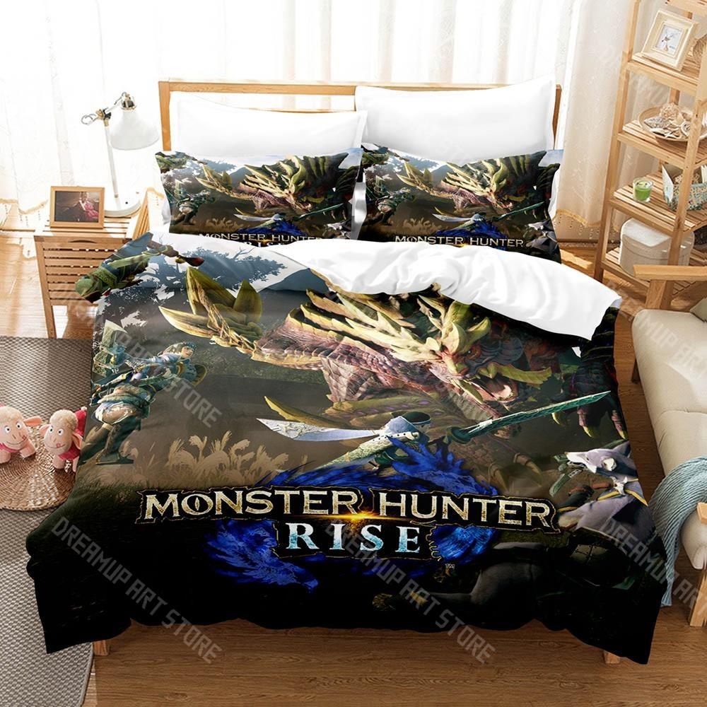 3D Печатный Комплект Постельного Белья Monster Rise Hunter для Мальчиков Девочек Пододеяльник Наволочка Размеры Twin Queen King Full Single Double