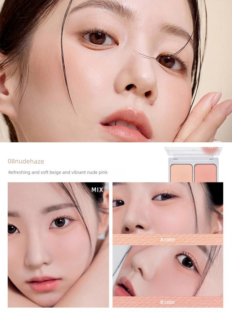 Pei Zhuhyun's Same Style Korean 2an Dual-Color Blush, Expanding Color Blush Purple, Brightening Low-Saturation Korean-Style Milk Pink Color