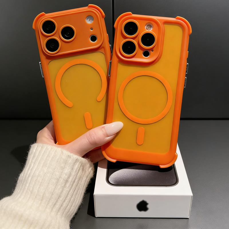 Роскошный Ударопрочный Бронированный Чехол Для Magsafe Для iPhone 17 Air 16 15 14 Pro Max Беспроводная Зарядка Магнитный Матовый Прозрачный Жесткий Чехол