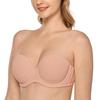 Strapless Bra for Molded Full Large Size Strapless Brushed G75 [DELIMIRA] Women, Wired, Cup, Bra, Bra, Beige,