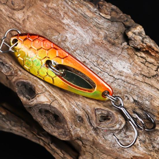 4CM/5G Spinner Blade Lure with Hook Double-sided Reflective Hard Metal Spoon Spinnerbait Rotating Sequin Lure Saltwater Freshwater Walleye Bass